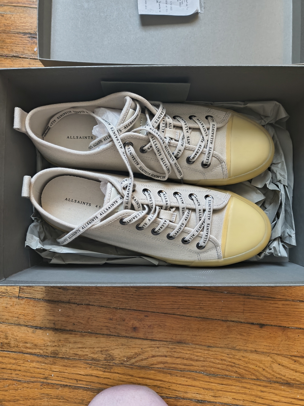 All Saints Jaxon Low Canvas Mens Sneakers Size 12 Chalk White  34ZM02018-CAK